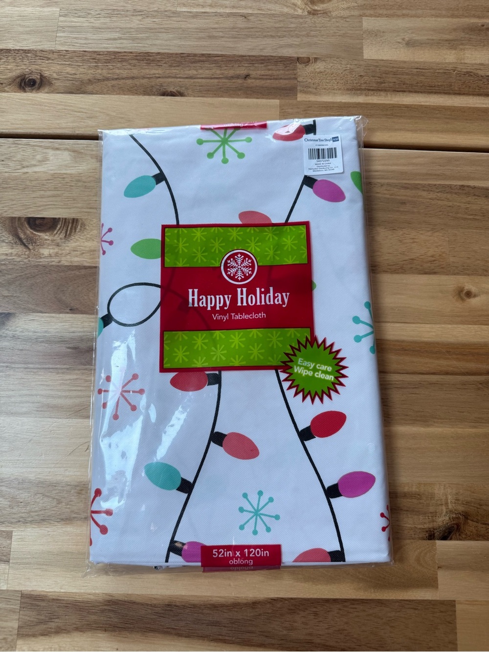 Vinyl Tablecloth - White with Multicolor Lights